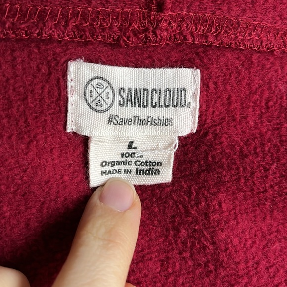 100% Organic Cotton Sandcloud Red Zippered Hoodie Jacket size large - Picture 9 of 9